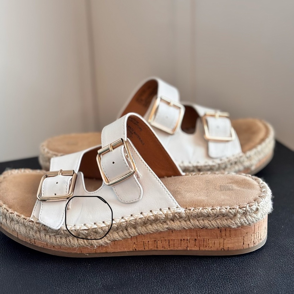White Mountain Capture White Vegan Wedge Buckle Sandals Size 8M - Picture 10 of 11